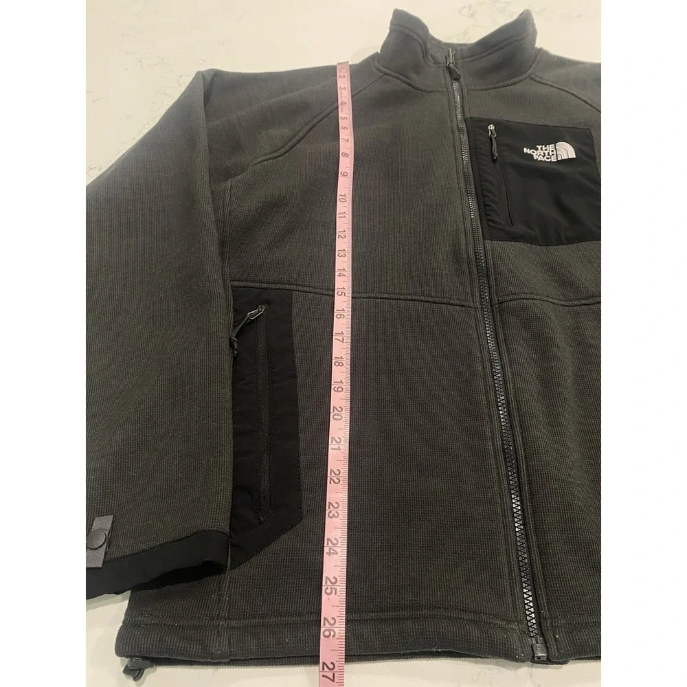 The North Face Men's L Full Zip Grid Fleece Jacket Gray Gorpcore Hiking Outdoor